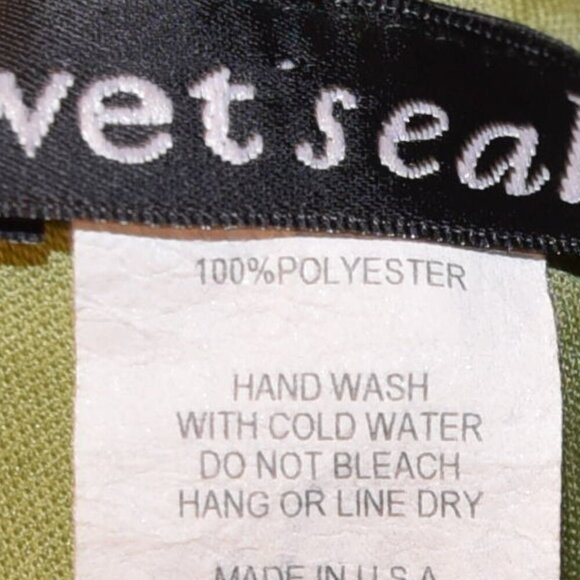 Wet Seal Y2K Paisley Chiffon Flutter Hem Pea Green Dress Goblincore Medium - Picture 4 of 4